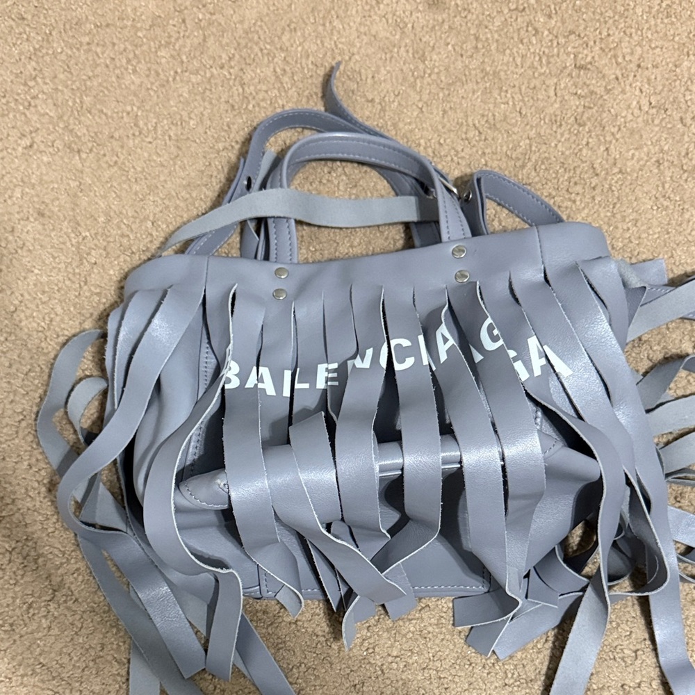 Balenciaga Blue Fringe Tote Bag